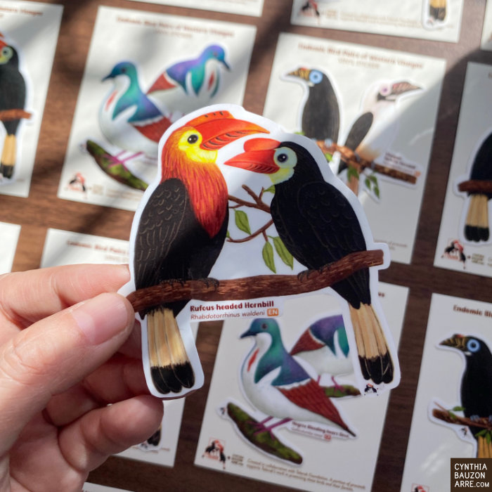 Rufous-headed Hornbill Pair Vinyl Sticker