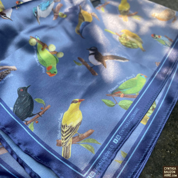 Philippine Native City Birds Charmeuse Satin Scarf