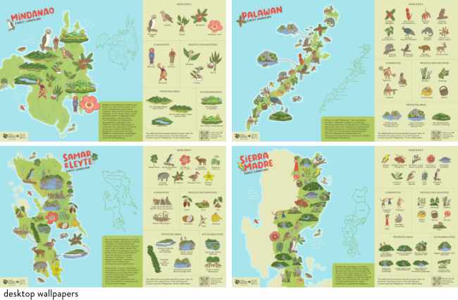 Philippine forest landscapes illustrated maps wallpaper