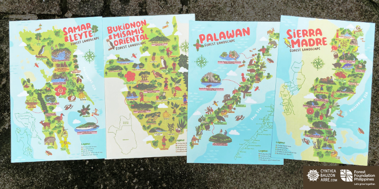 Philippine Forest Landscapes Illustrated Map postcards